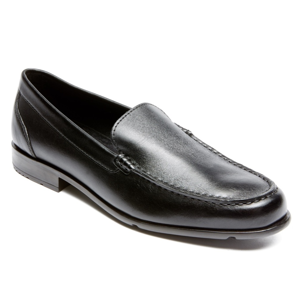 Men's Rockport Whitley Loafer Black 10 Wide Dress Shoes Trutech Leather Slip on - Picture 3 of 10